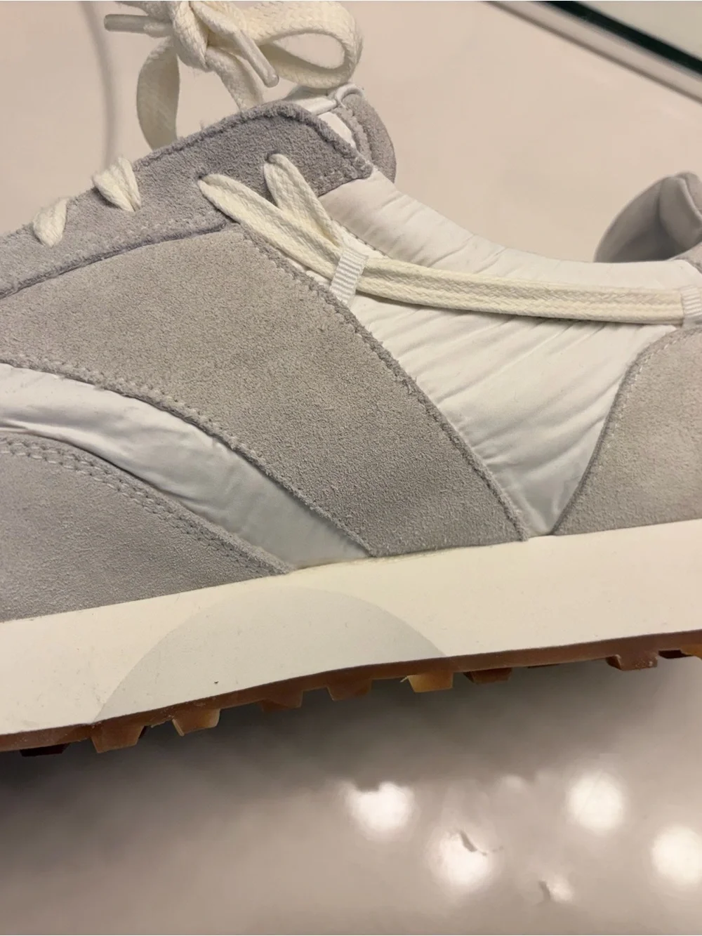 Rhude Men’s Light Gray & Cream Suede Nylon Sneakers